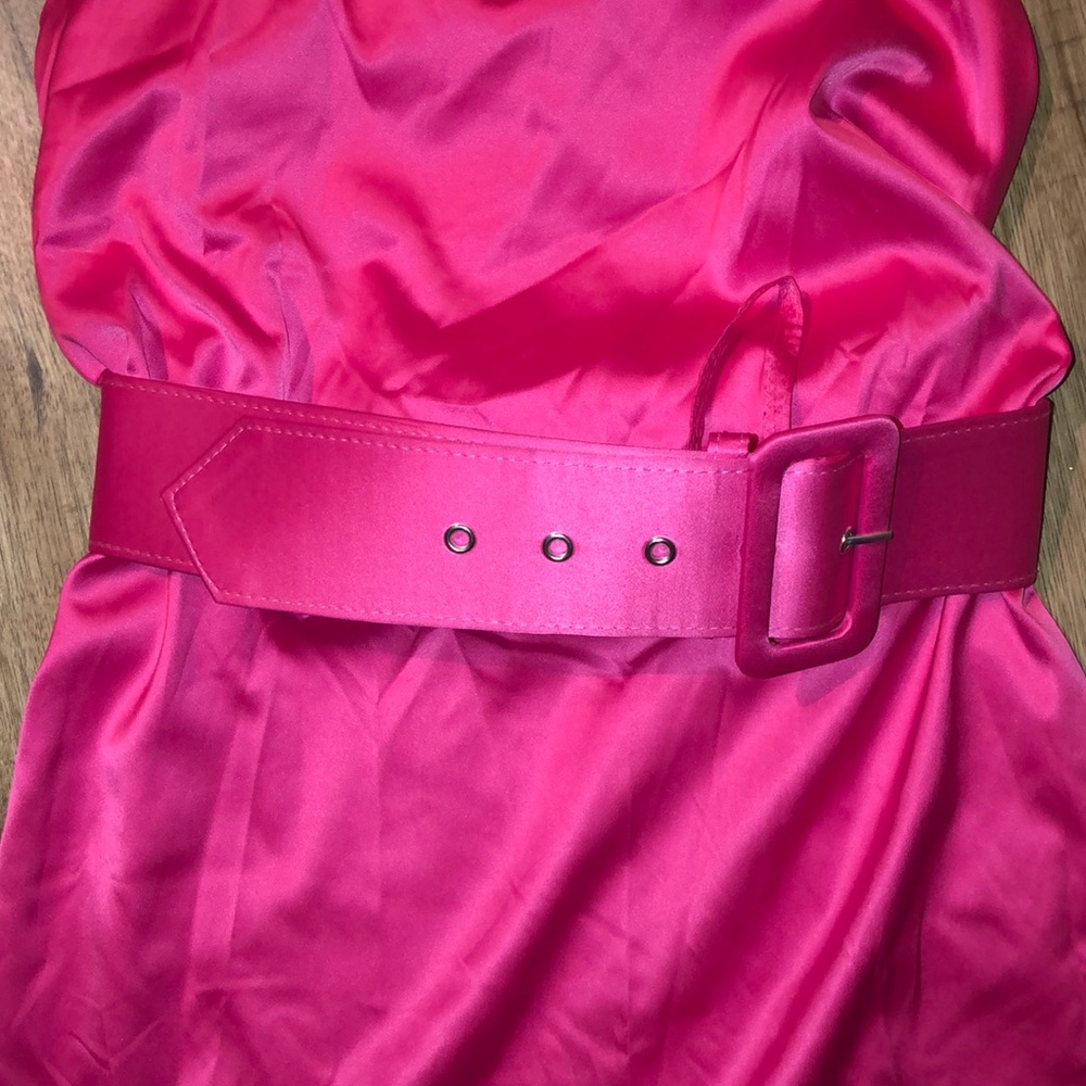 NEW!! Zara Satin Effect Fuchsia Dress Size S - Picture 7 of 12